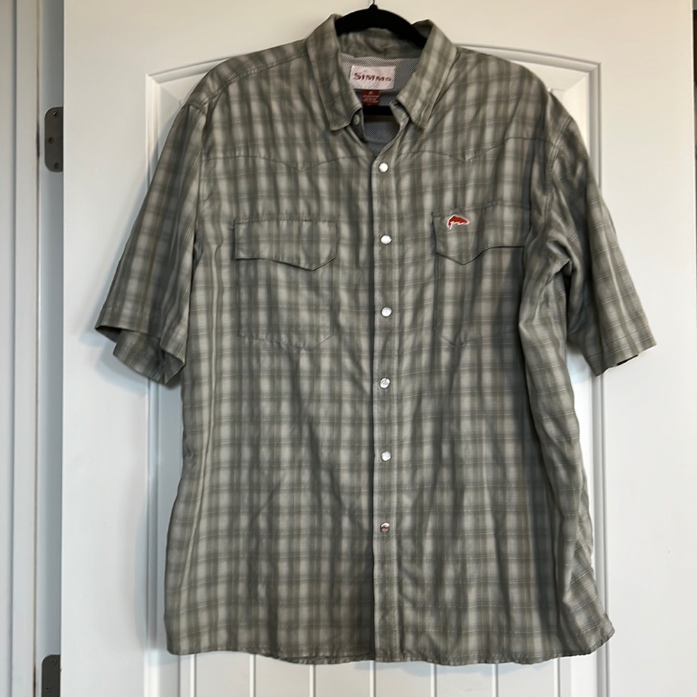 Simms Pearl Snap Fishing Shirt - XL Green